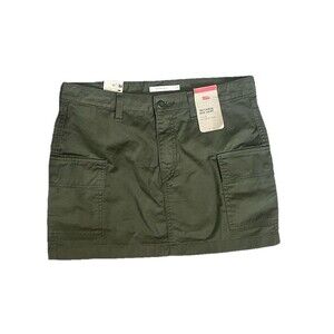 Levi's '94 Cargo Mini Skirt Size 27 100% Cotton Army Green Mid Rise Slim New